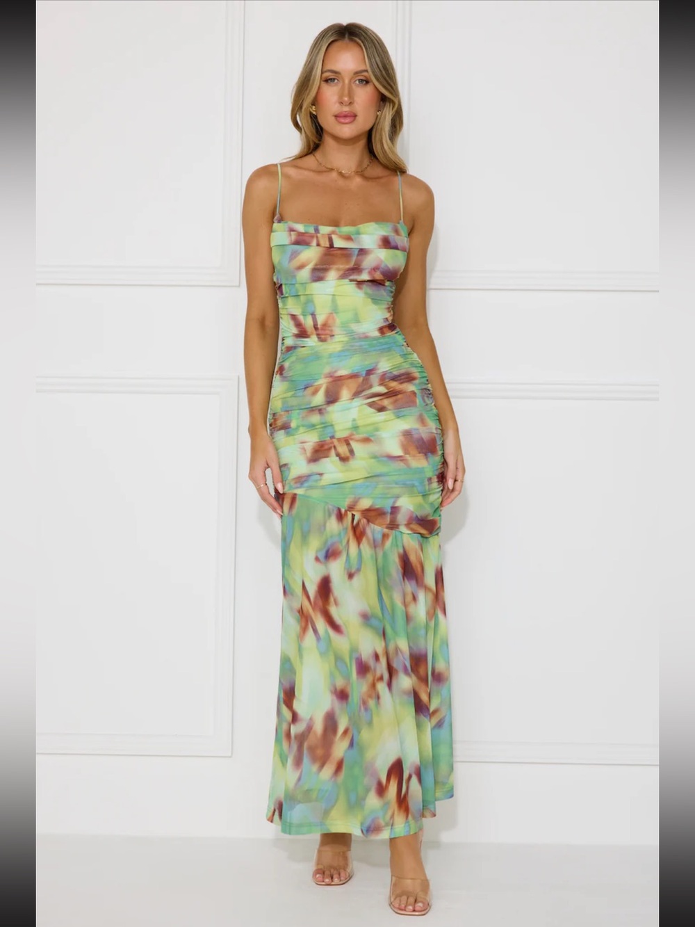 Hello Molly Green Multi-Color Print Maxi Dress